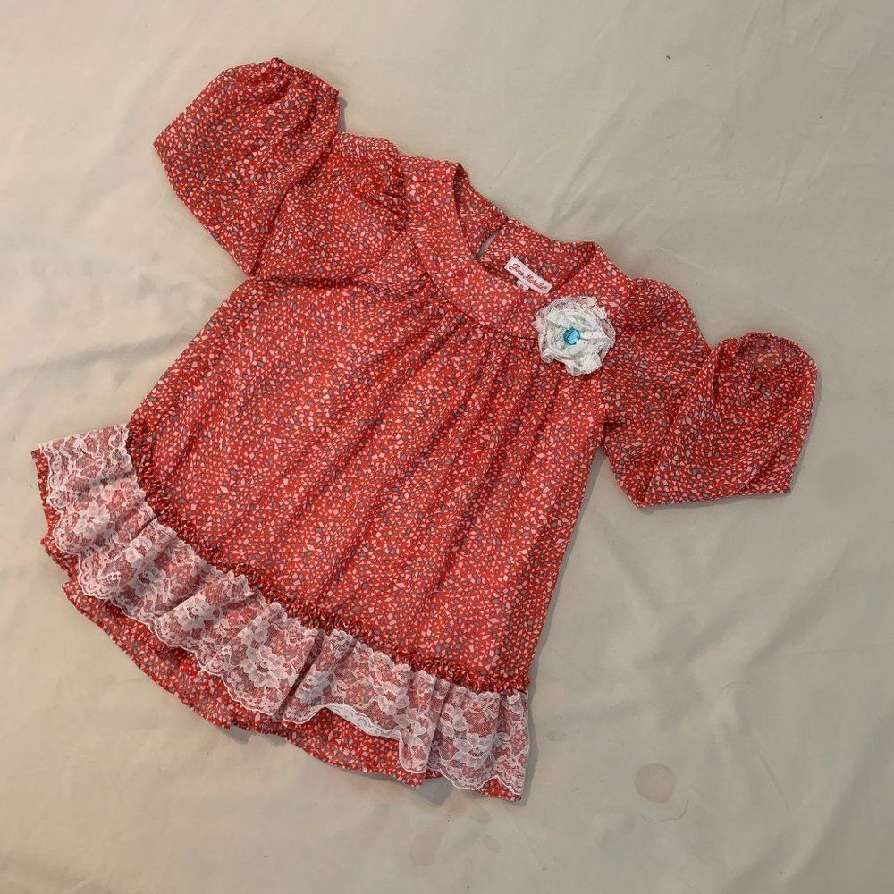 Tunic Top w 3/4 Sleeve Flower with Jewel Detail - - Picture 5 of 8